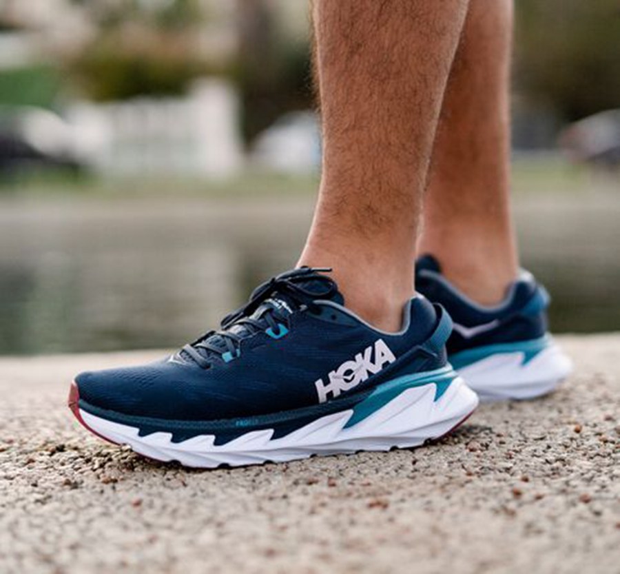 Running Shoes Mens - Hoka One One Elevon 2 - Navy/White - OBIUFCX-12